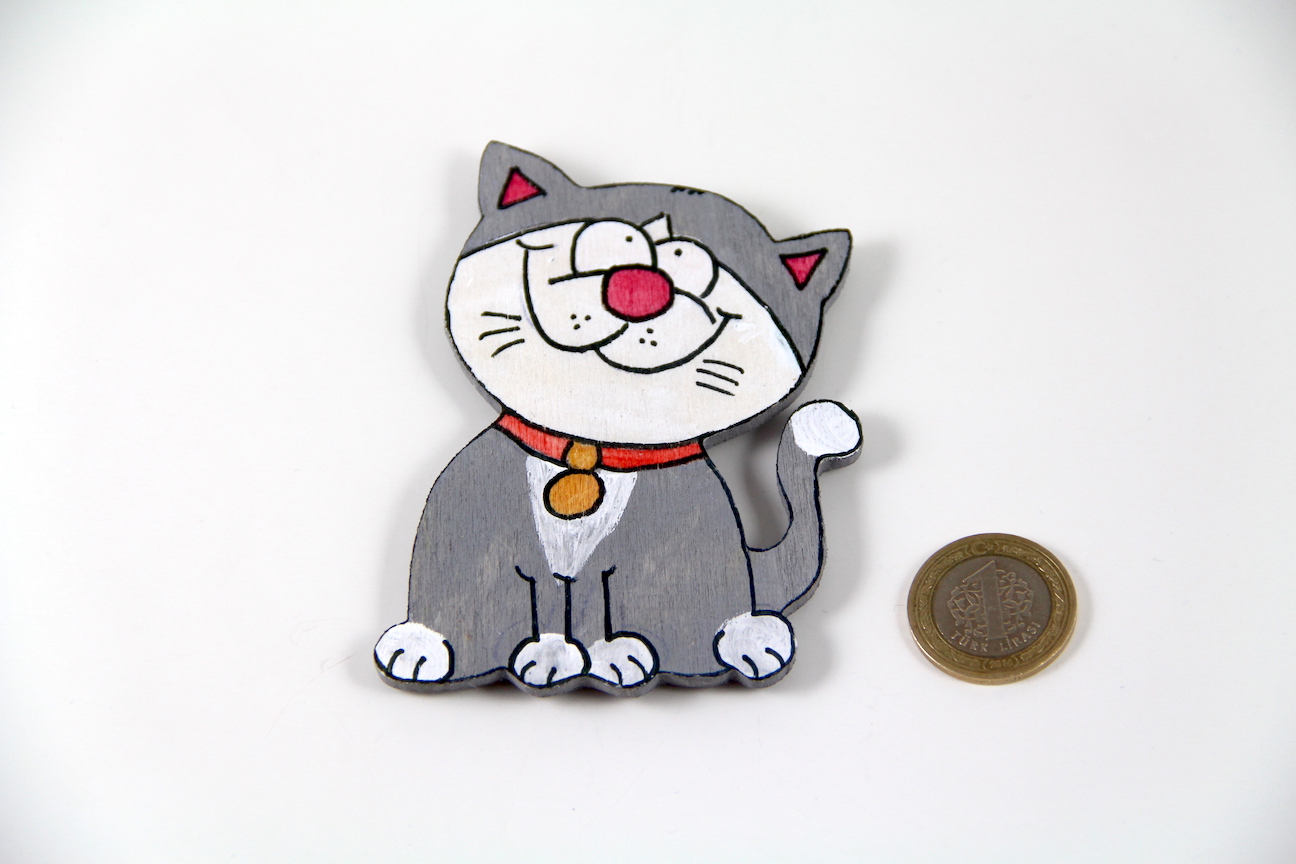 masum-kedi-magnet2 Masum Kedili El Boyaması Ahşap Magnet